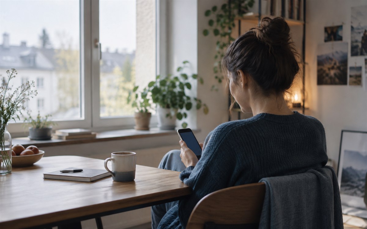 Eine Person nutzt ein digitales Präventionsangebot geschützt in den eigenen vier Wänden
